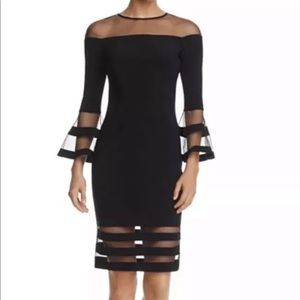 Avery G Black Bell Sleeve And Mesh Dress Size 2